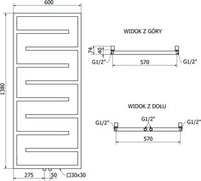 Mexen Orlando, vykurovacie teleso 1380 x 600 mm, 499 W, čierna, W207-1380-600-00-70