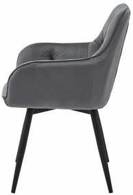 Jedálenská otočná stolička JORK360 zamatová, tmavosivá (čierne nohy)