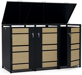 Blumfeldt BinSafe, box na odpadky, 3 odpadkové koše, 240 l, uzamykateľný, pozinkovaná oceľ odolná voči poveternostným vplyvom