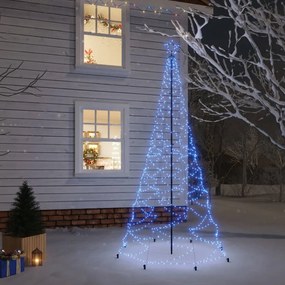 Vianočný stromček s kovovou tyčou 500 LED diód modrý 3 m 328628
