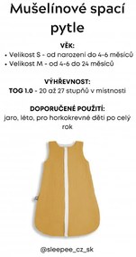 Obojstranný ľahký mušelínový spací vak Rose 4 – 24 mesiacov M