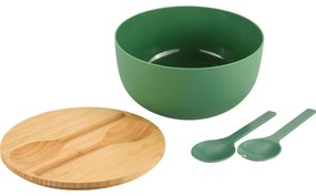 Kesper 58471 Salátová miska s príborom abambusovým vekom 24 cm, zelená