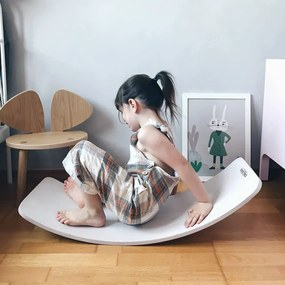 Drevená balančná doska kinderboard biela