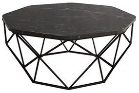 Čierny Myrble Konferenčný stolík Diamond 90 × 90 × 38 cm HANAH HOME