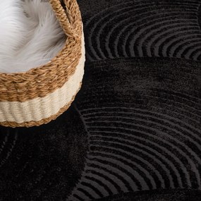 Dekorstudio Okrúhly jednofarebný koberec FANCY 647 -  čierny Priemer koberca: 200cm