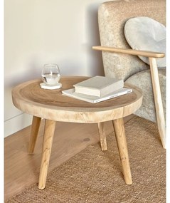 Okrúhly odkladací stolík z masívu munggur ø 65 cm Wellcres – Kave Home