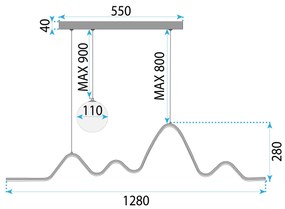 Toolight Toolight, LED závesné osvetlenie 120cm, 36W, 3000K, LHJ033-CP, čierna matná, OSW-60020