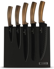 6 dielna sada nožov s magnetickým stojanom v medenej farbe