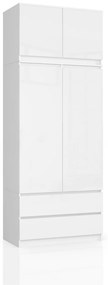 Šatníková skriňa s nadstavcom Star 90 cm biela lesk