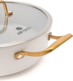 Elmich Nepriľnavá keramická hlboká panvica Zen Ø 28 cm – krémovo zlatá