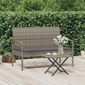 Záhradná lavička s vankúšmi sivá 105 cm polyratan 362167