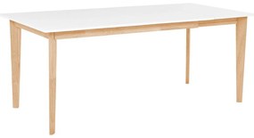 Rozkladací jedálenský stôl 140/180 x 90 cm biela/svetlé drevo SOLA Beliani