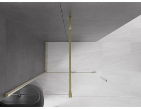 Mexen Velar, posuvné dvere do otvoru typ Walk-In 140 cm, 8mm číre sklo, zlatá lesklá, 871-140-000-03-50