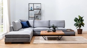 Tulipán Rohový Ľavý s Pouf - Tmavošedý
