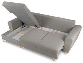 Svetlosivá rozkladacia/s úložným priestorom rohová pohovka z textílie buklé (ľavý roh/s leňoškou) Kyoto – Cosmopolitan Design