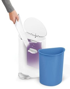 Simplehuman Pedálový odpadkový kôš 6 l, polokrúhly, biela oceľ, plast