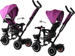Detská trojkolka Tiny Bike 3 v 1 ružová so strieškou SP0650