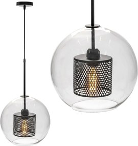 Toolight - Sklenená závesná lampa loft APP558-1CP 25cm 1xE27 60W, čierna, OSW-08751