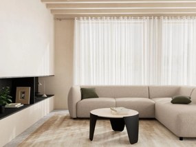 Kulatý designový konferenční stolek Altea travertin/černý