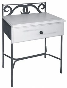 IRON-ART Nočný stolík GRANADA - so zásuvkou, kov + drevo
