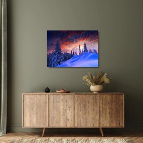 Sklenený obraz - Zimný súmrak (70x50 cm)