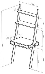 Biely stojan s pracovnou doskou a zásuvkou Ragaba Leno