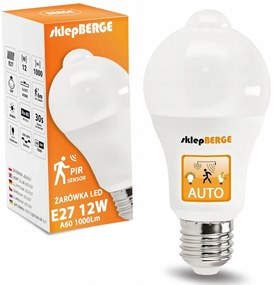 BERGE LED žiarovka E27 - 12W - NW - s pohybovým a súmrakovým senzorom
