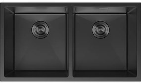 Mexen Binox, 2-komorový nerezový drez 800 x 450 mm, čierna, 6421802000-70