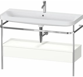 DURAVIT Happy D.2 Plus c-shaped kovový stojací podstavec s nábytkovým umývadlom s otvorom, 1 zásuvka, 1175 x 490 x 850 mm, chróm/biela matná lakovaná, HP4844O36360000