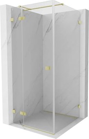 Mexen Lunar T, sklápací sprchový kút ľavý 110 x 110 cm, 8mm číre sklo, zlatý kartáčovaný - 834T-110-110-55-00-L