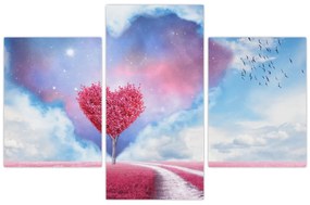 Obraz - Ružový strom srdca (90x60 cm)