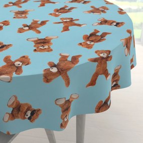 Biante Detský bavlnený okrúhly obrus Sandra SA-724 Plyšové medvedíky na modrom Ø 100 cm