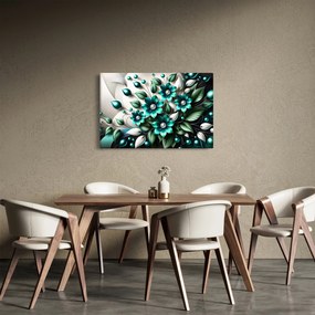 Obraz - 3D tyrkysové kvety (90x60 cm)