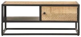 vidaXL Konferenčný stolík s vyrezávanými dvierkami 90x55x36 cm surové mangovníkové drevo