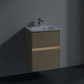 VILLEROY &amp; BOCH Collaro závesná skrinka pod umývadielko, 2 zásuvky, s LED osvetlením, 472 x 404 x 610 mm, Nordic Oak, C141B0VJ