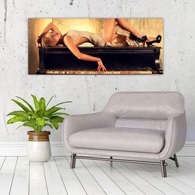Obraz - Žena na klavíri (120x50 cm)