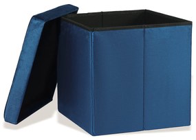 Modrý skladací taburet ZAREX VELVET L