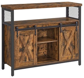 Príborník, Jedálenská skrinka, s posuvnými dvierkami, 33 x 100 x 80 cm, rustikálna hnedá