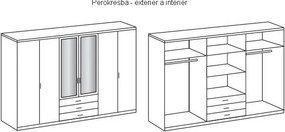 Šatníková skriňa Ben, dub sonoma