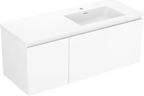 Mexen Orio, kúpeľňová skrinka 120 cm s pravým umývadlom Otis, 1S, 1D, biela matná, 91A13-12047-3-BBFF01-W18P01