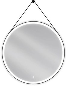 Mexen Reni, LED kúpeľňové zrkadlo s podsvietením 90x90 cm, 6000K, čierny rám, ochrana proti zahmlievaniu, 9812-090-090-611-70