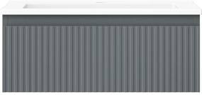Mexen Rivel, kúpeľňová skrinka 60 cm s umývadlom Otis, 1 zásuvka, drážkovaná, grafitová matná/biela matná, 91A20-06023-1-BF66-W18M01