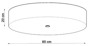Stropné svietidlo Skala, 1x čierne textilné tienidlo, (biele sklo), (fi 80 cm)