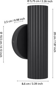 Eglo 902032 - Nástenné svietidlo PORTILLO 2xGU10/5W/230V čierne