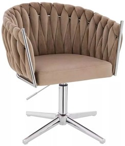 LuxuryForm DESIGN Stolička NORDEN VELUR na striebornom kríži - latte