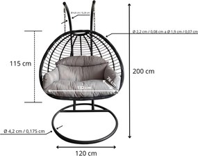 Dvoumístné závěsné křeslo Gaspar šedé
