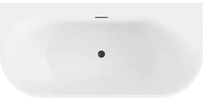 Mexen Oval+, voľne stojaca vaňa ku stene 170 x 80 cm, biela lesklá, čierna matná, 52681708000-70