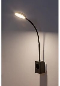 Rabalux 71284 - LED stmievateľná nástenná lampa TIVRO 4W/230V s USB do zásuvky čierna