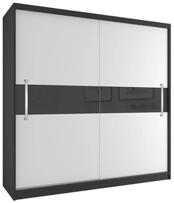 Šatníková skriňa 200 cm Belini čierny mat / biely mat s posuvnými dverami  SI SZP1/2/B/W/B/UU