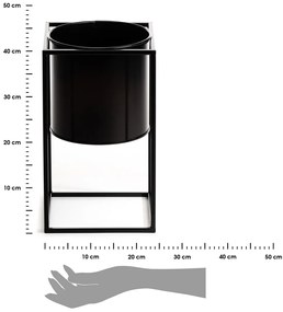KOVOVÝ KVETINÁČ SO STOJANOM RING 40X23 CM ČIERNA